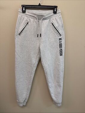 Heather Gray Jogger Sweatpants with 'Be A Good Person' Print SzS